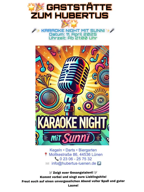 Karaoke Night mit Sunni am 11. April 2025 ab 21 Uhr